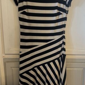 Ralph Lauren Black and White Asymmetrical Dress think Emily in Paris